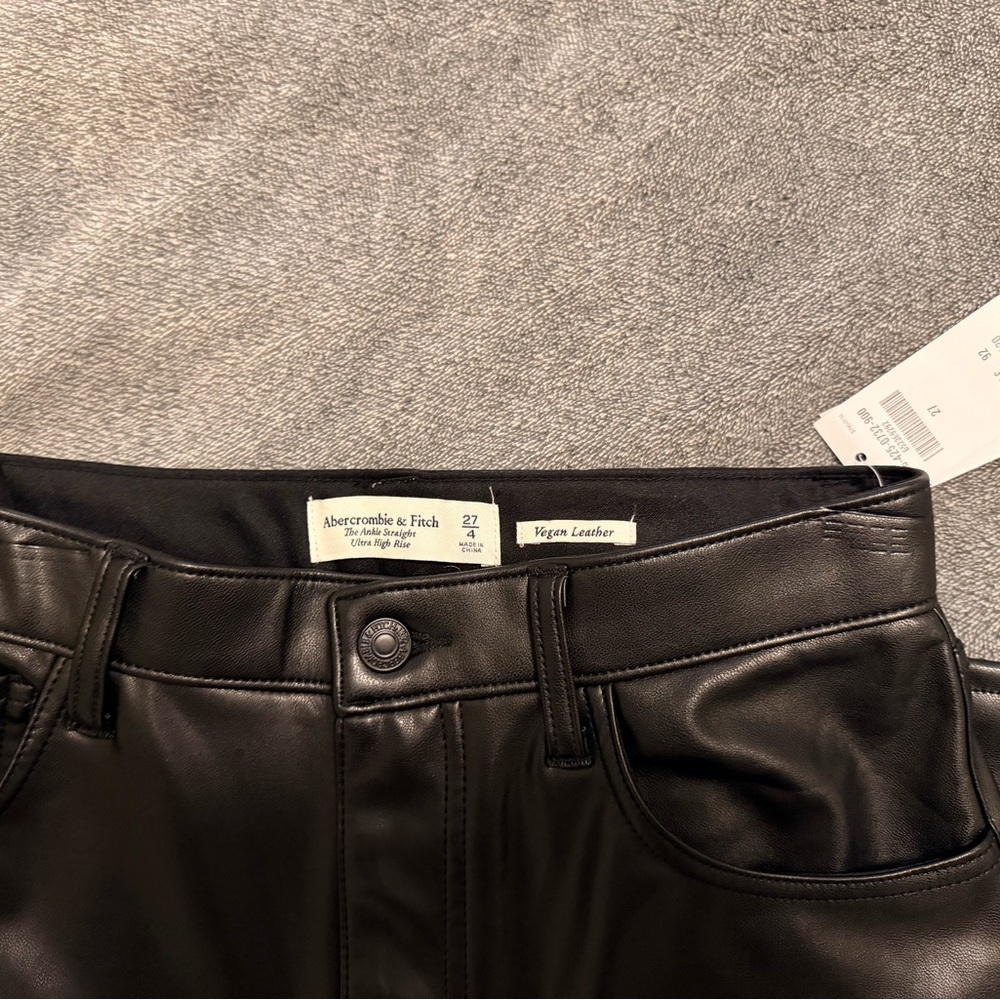 Abercrombie & Fitch Black Faux Leather Trousers